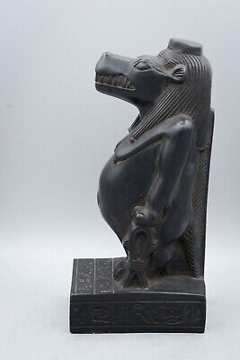 Ancient Egyptian Statue of Taweret Hippos Goddess of Childbirth Black 2