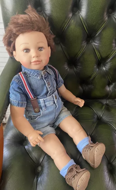 25 inch beautiful boy doll soft body hard vinyl limbs denim shorts and shirt