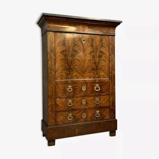 Restauro Epoca Grande Segretaria IN Mogano 1820-1830 Circa