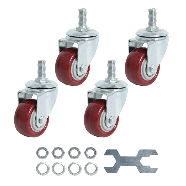 Swivel Caster Wheels 2 Inch Heavy Duty Threaded Stem Casters 1/2"-13x1" Set of 4