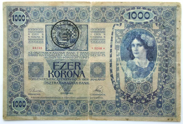 Austria Hungary - Romania - BANKNOTE - 1000 Kronen 1902 - Rare!