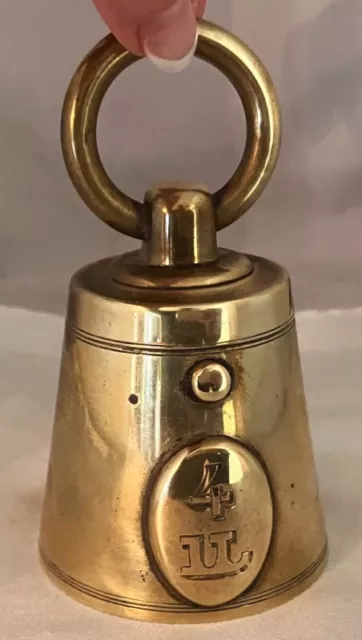 Antique Victorian Solid Brass Inkwell 4lb Market Weight Spring Hinged EXC COND