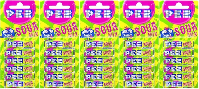 5x PEZ Rellenos (Paquete De 6) Ácido Mezcla Sabor Caramelos Para Dispensador (30