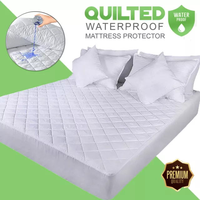 Extra Deep Quilted 100% Waterproof Matress Mattress Protector Fitted Bed Cover
