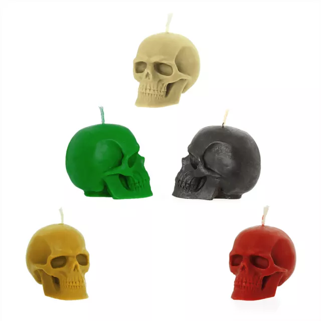 3x Bienenwachs Totenkopf Kerze Gothik Skull Halloween In Farbe Ritualkerze Neu