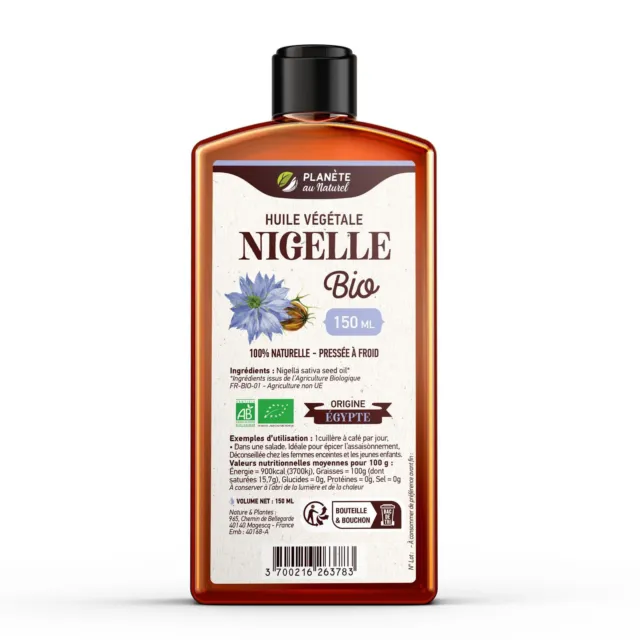 Huile de NIGELLE Bio 150 ml - Planète au Naturel - Pure Naturelle et Pressée ...