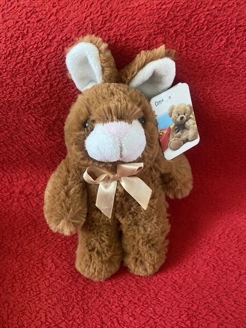 🇫🇷Mini Peluche Doudou Lapin Marron Blanc Noeud KELLYTOY AUCHAN
