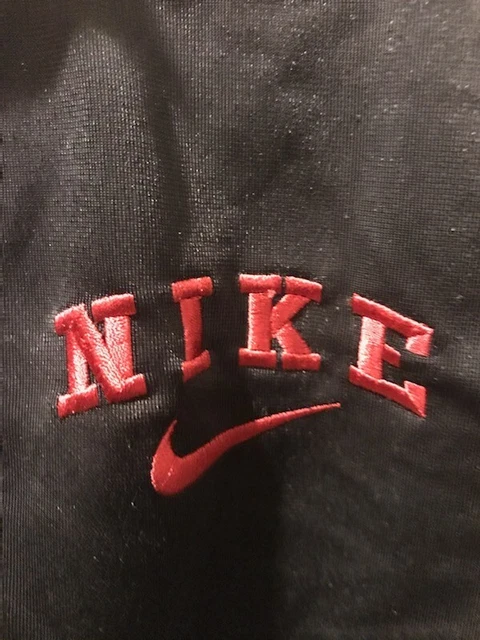 Nike Jacket Kids 5 Black Logo Spelled Out Red Swoosh Full Zip Fleece Active Wear