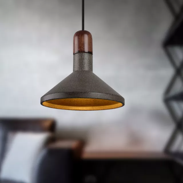 Wood Pendant Light Concrete Chandelier Lighting Industrial Ceiling Fixture E27