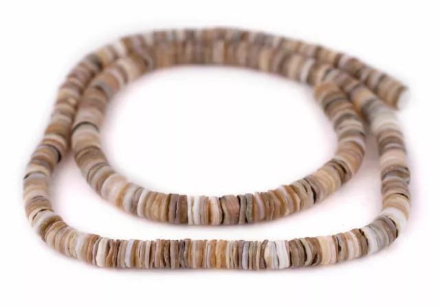 Rustic Natural Shell Heishi Beads 8mm Brown 24 Inch Strand