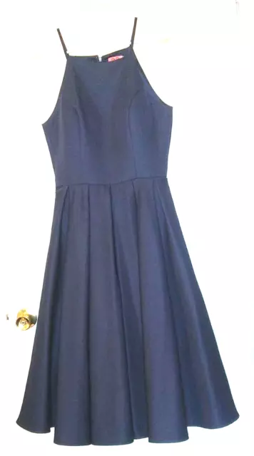 Chi Chi London UK 10 navy blue fit and flare halter neck glam formal dress US 6