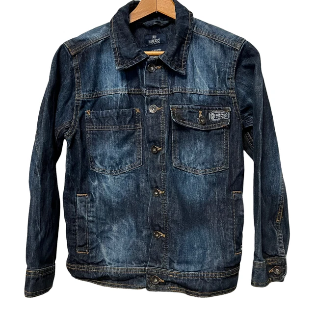 Buffalo By David Bitton Boys Sol Denim Jacket Pockets Collared Stone Wash Medium