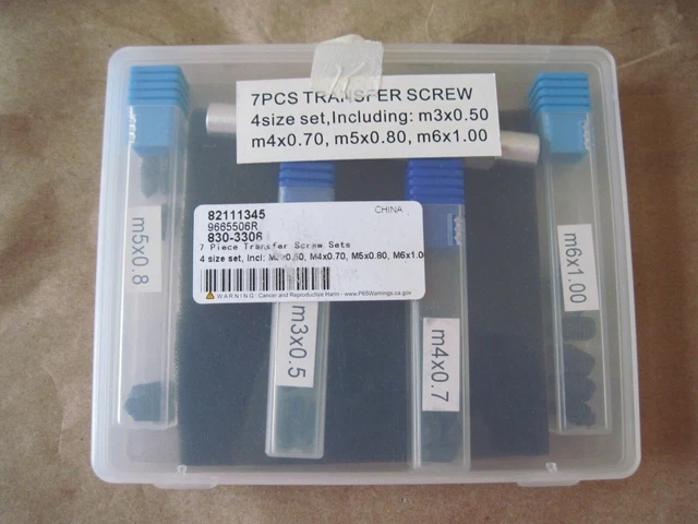 4 Size Steel Transfer Screw Set, M3x0.50, M4x0.70, M5x0.80, M6x1.00 82111345