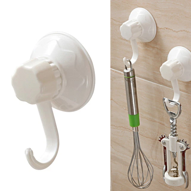 1PC Vacuum Suction Cup Hooks White Plastic Wall Hooks Heavy-duty Hangers for