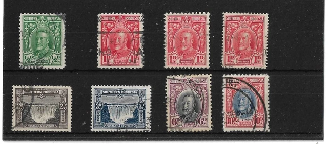 SOUTHERN RHODESIA 1931 - 1937 TO 10d SG 15,16,16a,16b,17,18,20,22 USED Cat £25+