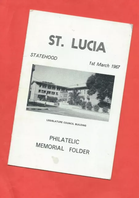 St Lucia stamps. 1967 Statehood Philatelic Memorial Folder.  (F098)