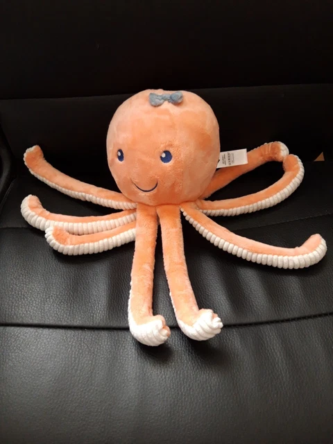 DOUDOU PELUCHE TEX PIEUVRE ROSE BLANCHE 30 Cm TBE 3