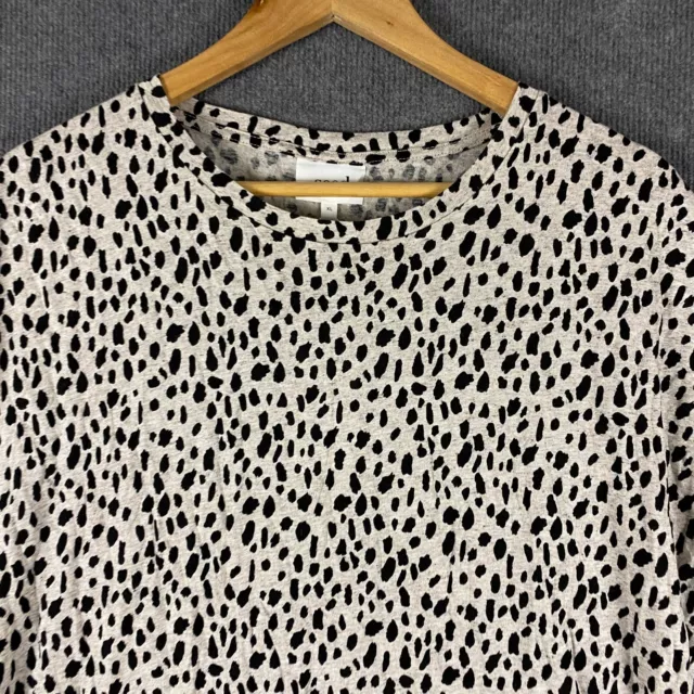 Seed Heritage Shirt Womens Extra Large Grey Top Leopard Print Asymmetric NEW 2