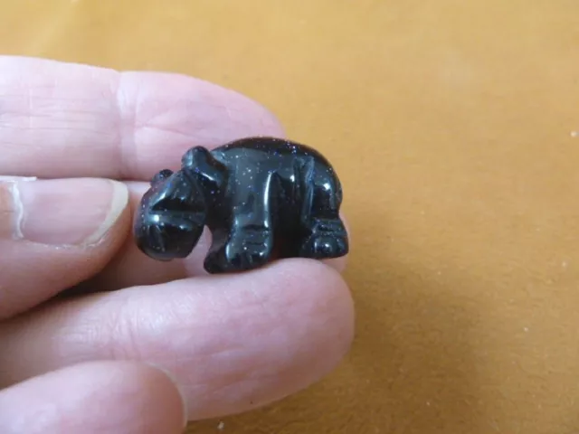 (Y-HIP-500) 1" Blue Goldstone HIPPO Hippopotamus stone Gemstone carving hippos