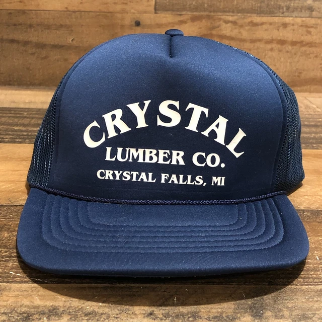 Vintage Crystal Lumber Hat Snapback Trucker Cap Mens Blue Falls Michigan - READ