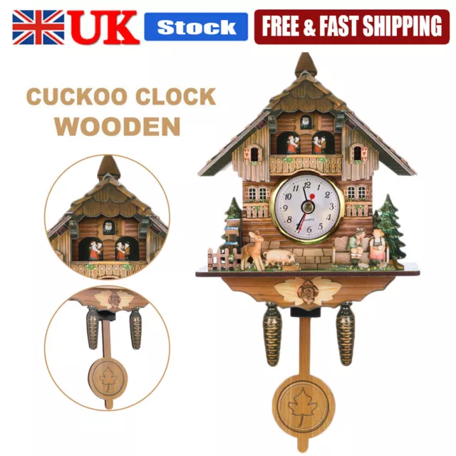 Cuckoo Forest Clocks Wall Clock Vintage Rustic Wooden Clocks Home Decor UK