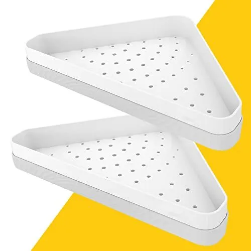 Corner Shower Caddy, 2-pack Shower Organizer, Adhesive White Triangle Style