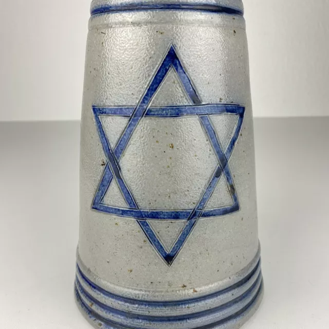 Alter Keramik Steingut Krug Kanne Judaica Davidstern Netilat Yadayim Antik 19 Jh