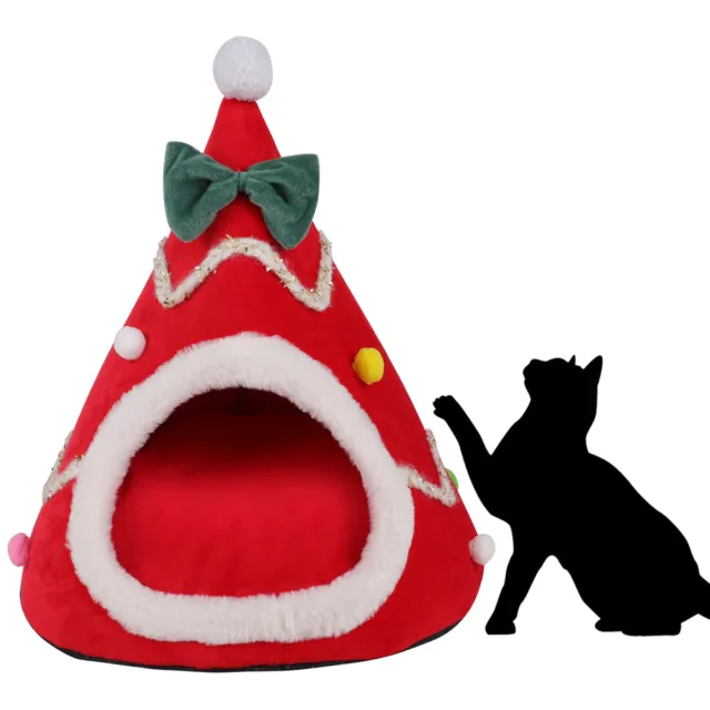 Christmas Pet House Tent Warm Cat Sleeping Bed Indoor for Kitten Puppy Cave Nest