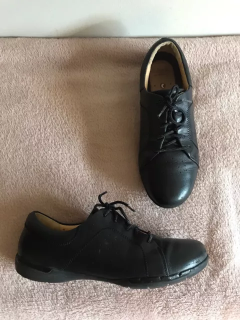 CLARKS ARTISAN UNSTRUCTURED Black Leather Lightweight Lace Up Flat