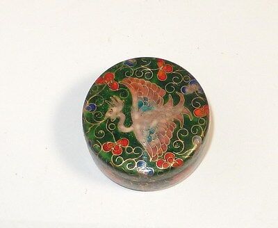 Rare Small Cloisonne Ginbari Enamel Floral Bird Design Opium Box