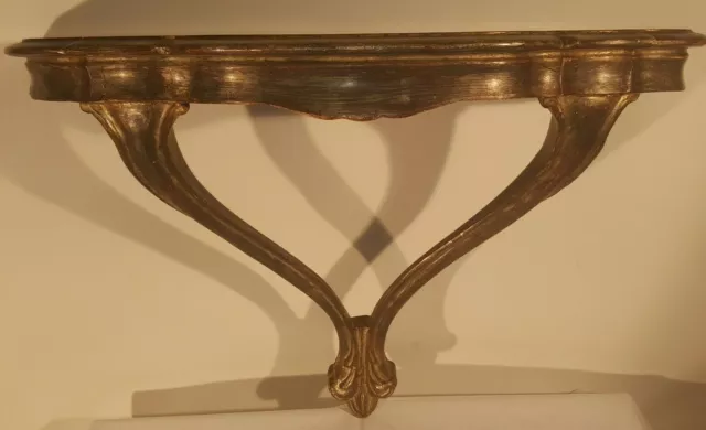 Vintage Carved Gilt Painted Wall Shelf Italian Florentine Hollywood Regency 2