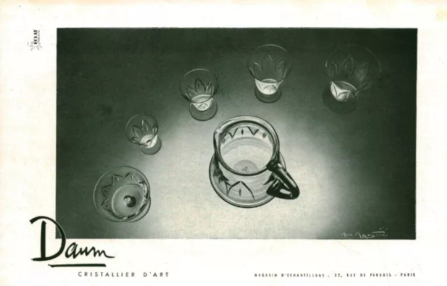 Publicité ancienne cristal Daum 1949 issue de magazine