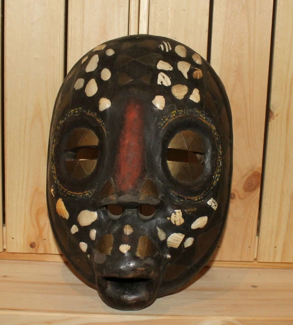 Masque Africain Ancien En Bois Sculpté à La Main - Gourou Éléphant - Côte D'Ivoire, Début XXe