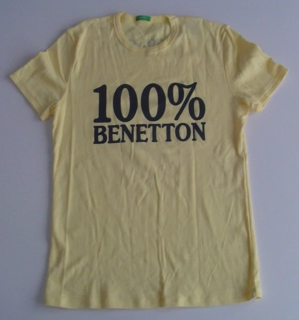 Maglietta T-shirt donna gialla Benetton in cotone, tg M