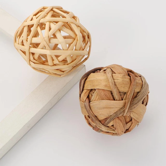 Activity Bite Resistant Small Animals Chew Toys Straw Woven Rattan Balls