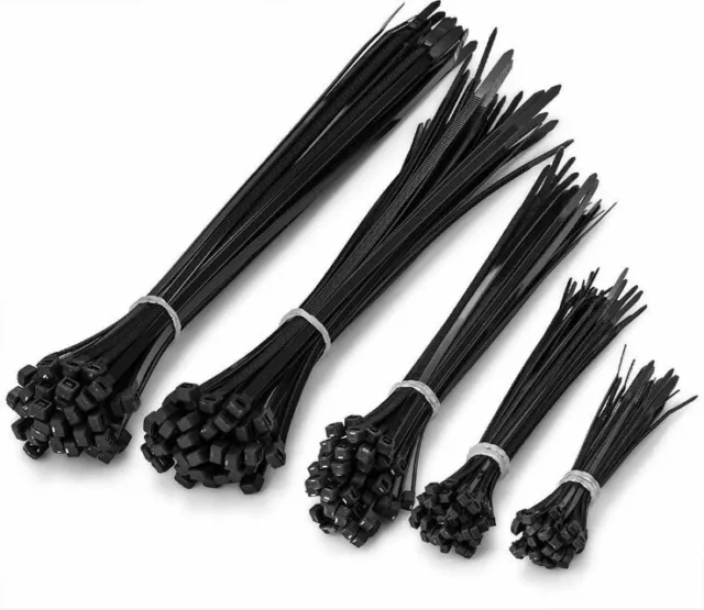 Cable Ties Set 251 Black Mixed Assorted 100/200/300mm Cheap Strong Nylon Zip Tie