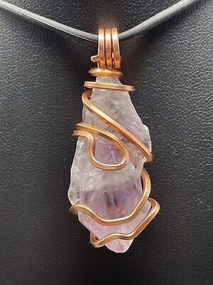 Amethyst Natural Point Copper PENDANT ONLY Reiki Crystal Healing S2