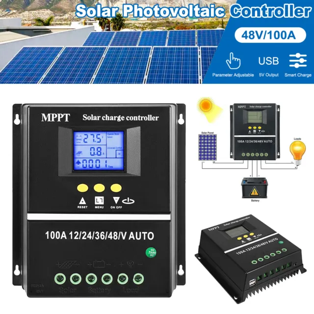 100A MPPT Solar Laderegler für 12V 24V 36V 48V Solar Panel Controller Regulator