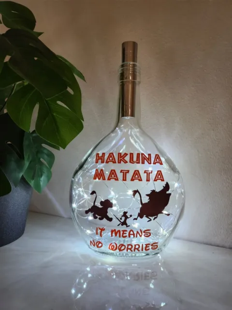 Lion King Hakuna Matata Disney Style Glass Light Up Bottle / Lamp / Gift 2