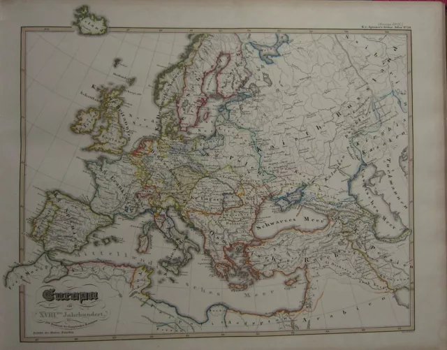1846 Spruner Antik Historische Landkarte ~ Europa 18th Century Britische Inseln