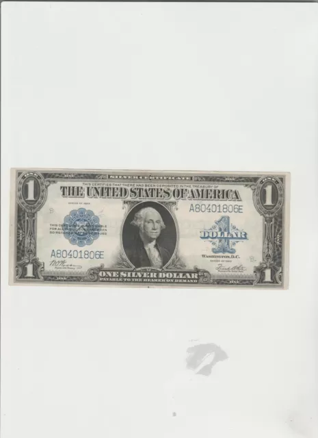 1923 $1 One Dollar Silver Certificate Note Horse Blanket Large Size Banknote.