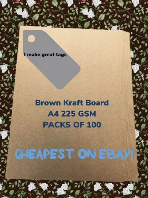 Brown Kraft Paper 100 x Sheets A4 225GSM Natural coloured Card- Premium Quality