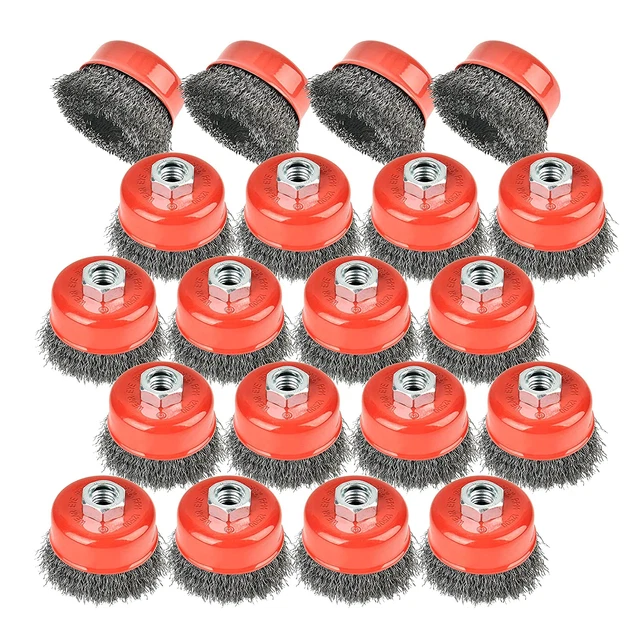 ® 20 Pack Wire Wheel Brush Cup Brush Set, 3 Inch Crimped Cup Brush for Angle Gri