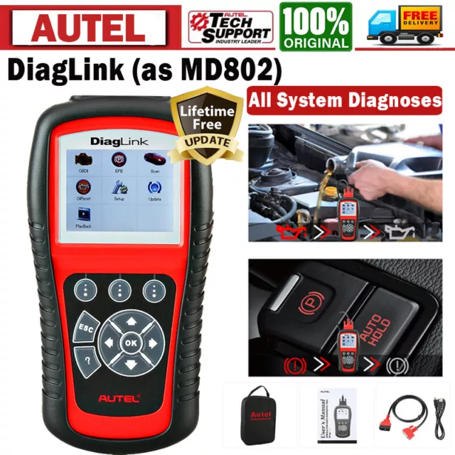 AUTEL Diaglink OBD2 All System Diagnostic Tool EPB Oil Reset Function as MD802