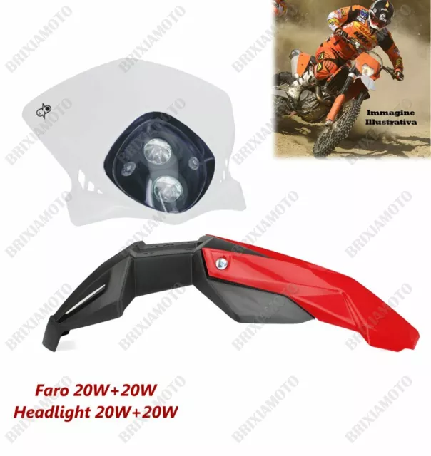 Maschera Faro Duke Bianco E Parafango Rosso For Yamaha Tt Xt Yzf Wrf Sm 450 250