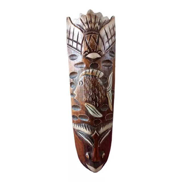 Hand Carved Wooden African Tribal Mask Tiki Bar Wood Wall Hanging Decor