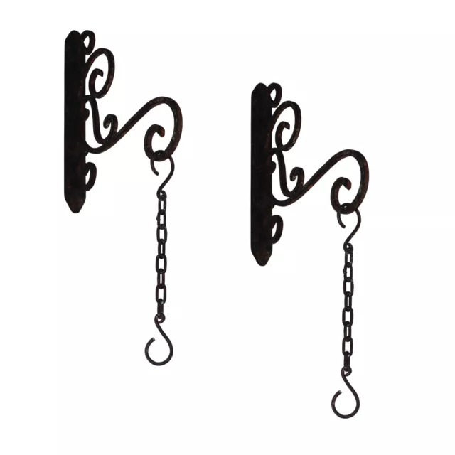 Elegant Iron Scroll Wall Bracket Hanger Hook Set 2 Old World Pair Bronze