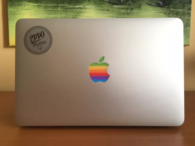 3x Old Retro Rainbow Backlit Logo Sticker For Apple Macbook 11"13"15"