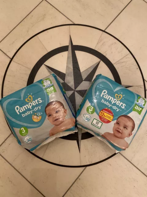 Lot de 2 couches Baby Dry Pampers Taille 3 6-10kg (2x30)