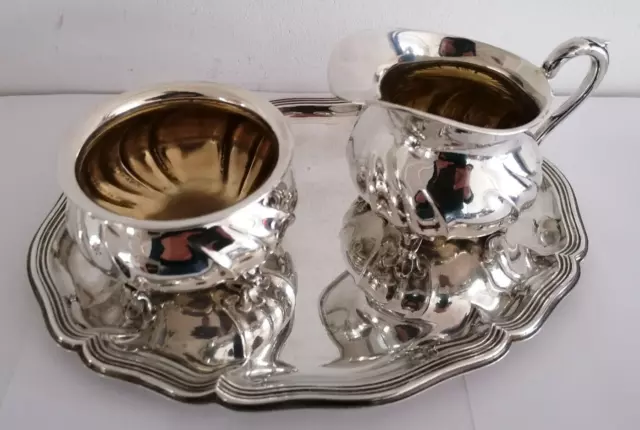 Vintage 830 Silber Wilkens Sahne Zucker Service, 3teilig Chippendale 398Gr B88.2